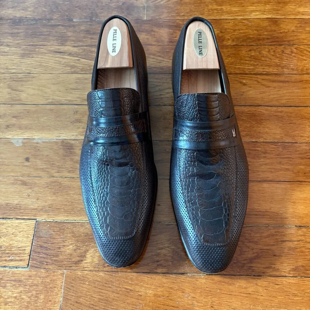 Moreschi Men's Dark Brown Italian Leather Loafers size 10 US - Picture 5 of 7